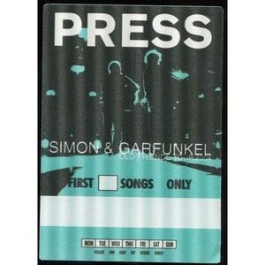 Vintage 2004 Simon Garfunkel Concert Backstage Pass Press